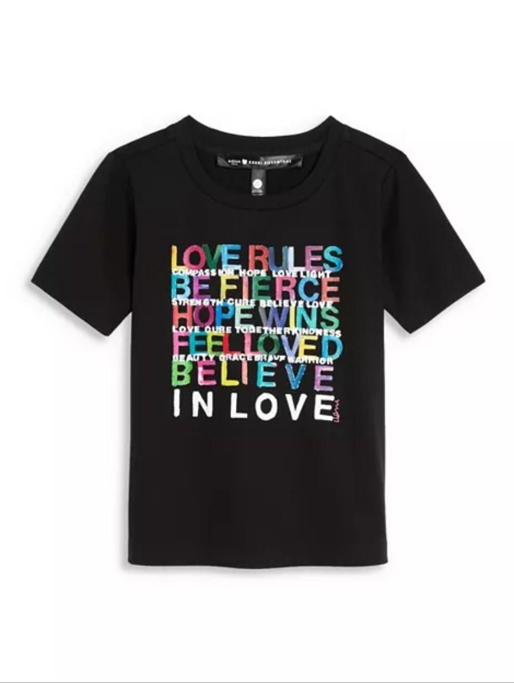 NWT AQUA Girls' Black 'Love' Graphic Tee, 9/10Y (M)